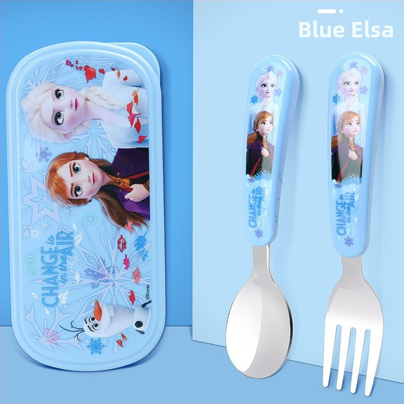 „Disney“ stalo įrankiai su dėžute, vaikiški šaukšteliai, kūdikių stalo šaukšteliai, 304 nerūdijančio plieno, nešiojamas krepšys