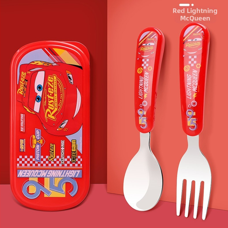 „Disney“ stalo įrankiai su dėžute, vaikiški šaukšteliai, kūdikių stalo šaukšteliai, 304 nerūdijančio plieno, nešiojamas krepšys