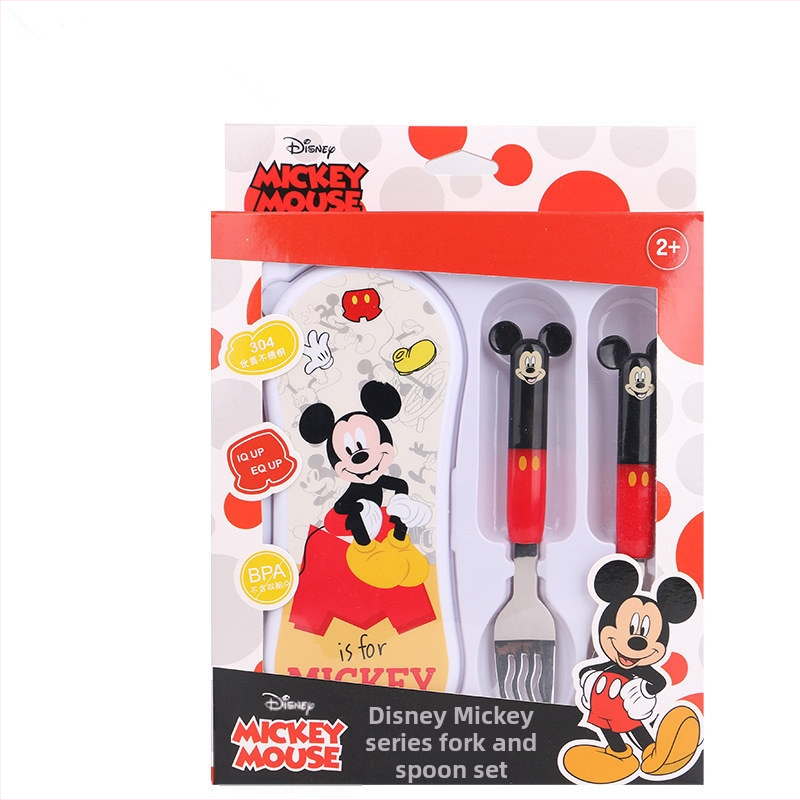 „Disney“ stalo įrankiai su dėžute, vaikiški šaukšteliai, kūdikių stalo šaukšteliai, 304 nerūdijančio plieno, nešiojamas krepšys
