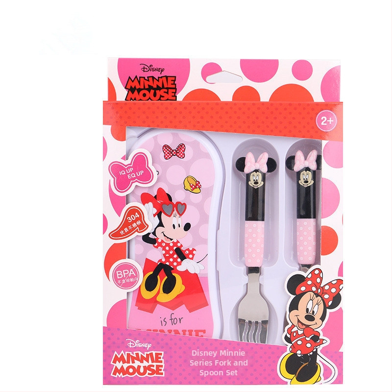 „Disney“ stalo įrankiai su dėžute, vaikiški šaukšteliai, kūdikių stalo šaukšteliai, 304 nerūdijančio plieno, nešiojamas krepšys
