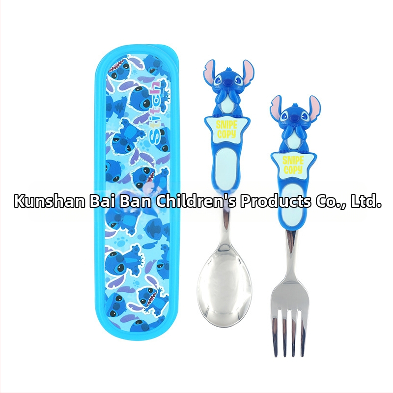 „Disney“ stalo įrankiai su dėžute, vaikiški šaukšteliai, kūdikių stalo šaukšteliai, 304 nerūdijančio plieno, nešiojamas krepšys