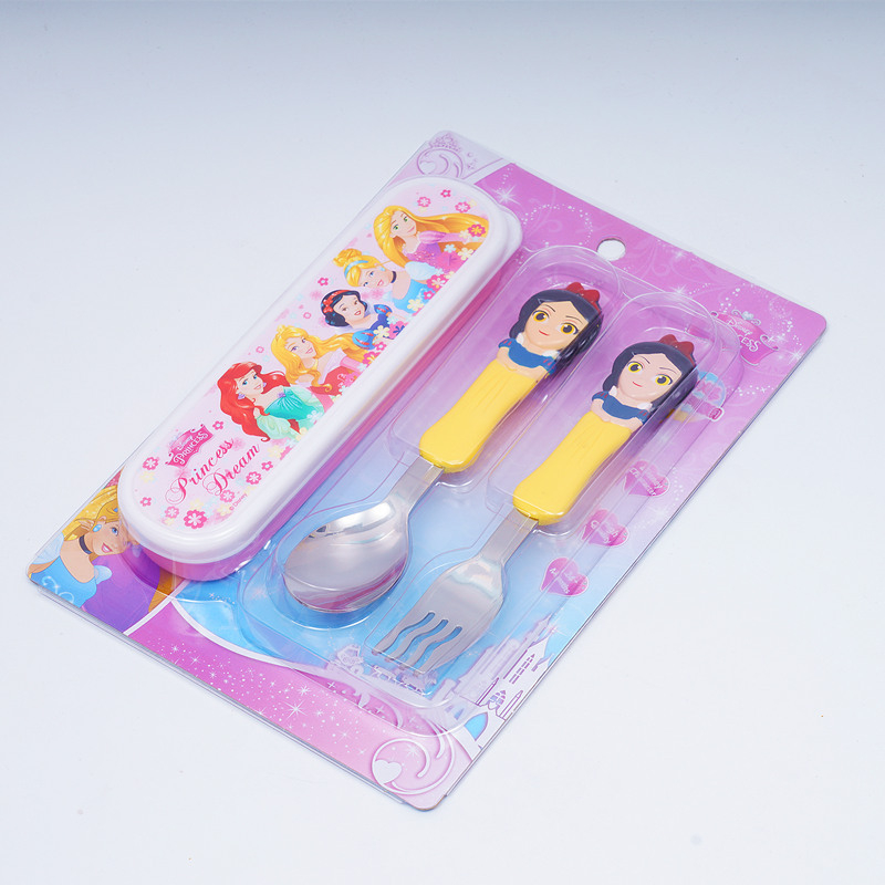 „Disney“ stalo įrankiai su dėžute, vaikiški šaukšteliai, kūdikių stalo šaukšteliai, 304 nerūdijančio plieno, nešiojamas krepšys