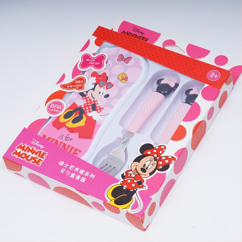 „Disney“ stalo įrankiai su dėžute, vaikiški šaukšteliai, kūdikių stalo šaukšteliai, 304 nerūdijančio plieno, nešiojamas krepšys