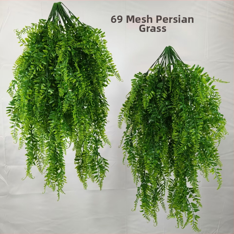 Трансгранична симулация на 69 мрежи, персийски листа, висящи на стена, водни растения и зелени растения, декорация на дома, озеленяване на прозорци, пластмасови фалшиви листа