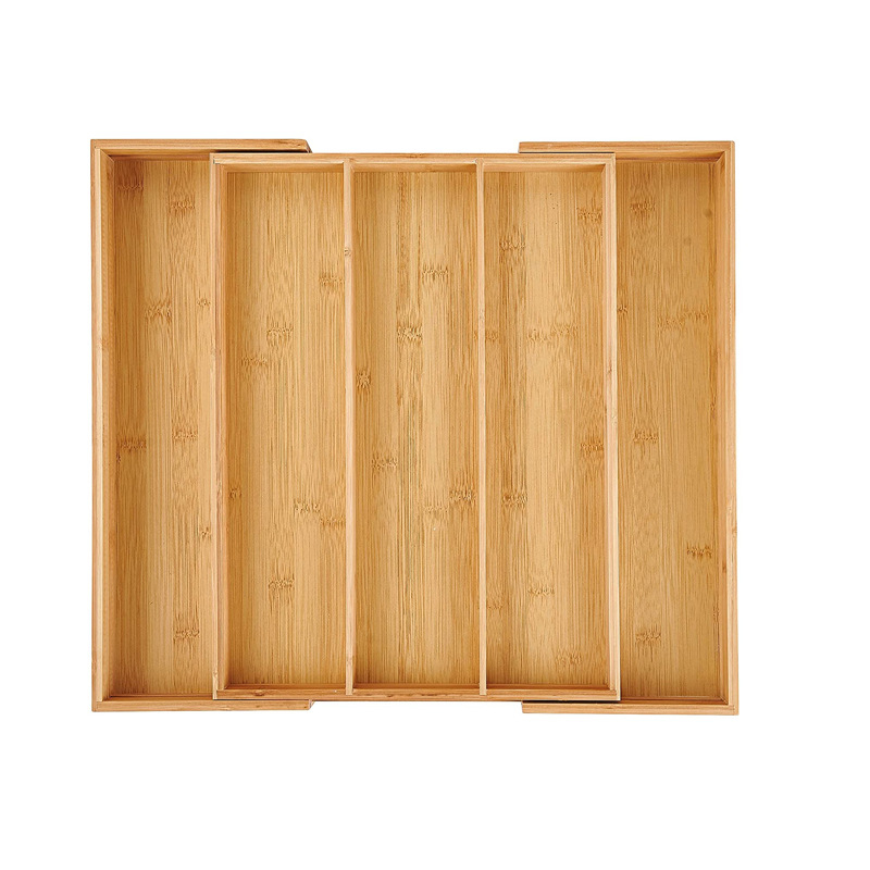 „Source Factory“ bambuko ištraukiama virtuvės stalčių pertvara peiliams, stalo įrankiams ir lazdelėms laikyti