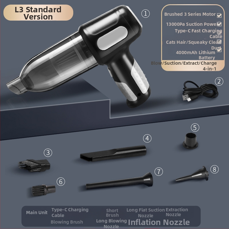 Automobilinis dulkių siurblys, dvigubos paskirties, skirtas automobiliui ir namams, belaidis nešiojamas įkraunamas, galingas, mažas, mini, galinga pūtimo funkcija, nešiojamas dulkių siurblys