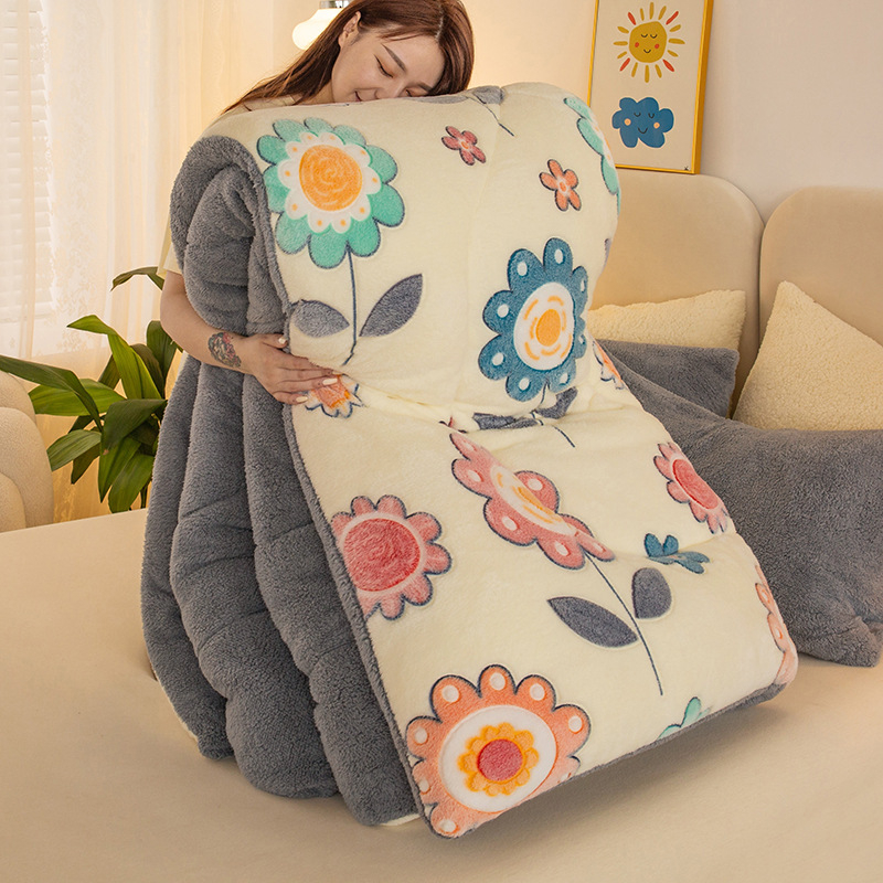 Naujo stiliaus šilta marginta žieminė antklodė, sustorinta dvipusė flanelinė snaigės rašto antklodė studentams, pavasario/rudens/žiemos stora antklodė, medvilninė antklodė