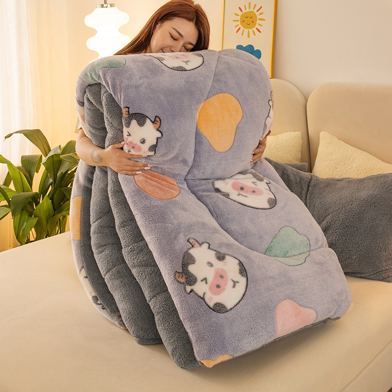 Naujo stiliaus šilta marginta žieminė antklodė, sustorinta dvipusė flanelinė snaigės rašto antklodė studentams, pavasario/rudens/žiemos stora antklodė, medvilninė antklodė