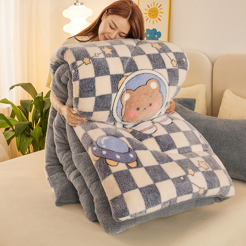 Naujo stiliaus šilta marginta žieminė antklodė, sustorinta dvipusė flanelinė snaigės rašto antklodė studentams, pavasario/rudens/žiemos stora antklodė, medvilninė antklodė