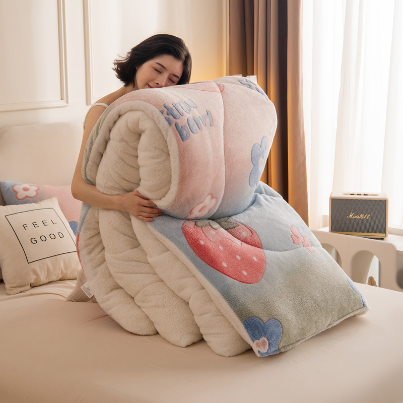 Naujo stiliaus šilta marginta žieminė antklodė, sustorinta dvipusė flanelinė snaigės rašto antklodė studentams, pavasario/rudens/žiemos stora antklodė, medvilninė antklodė