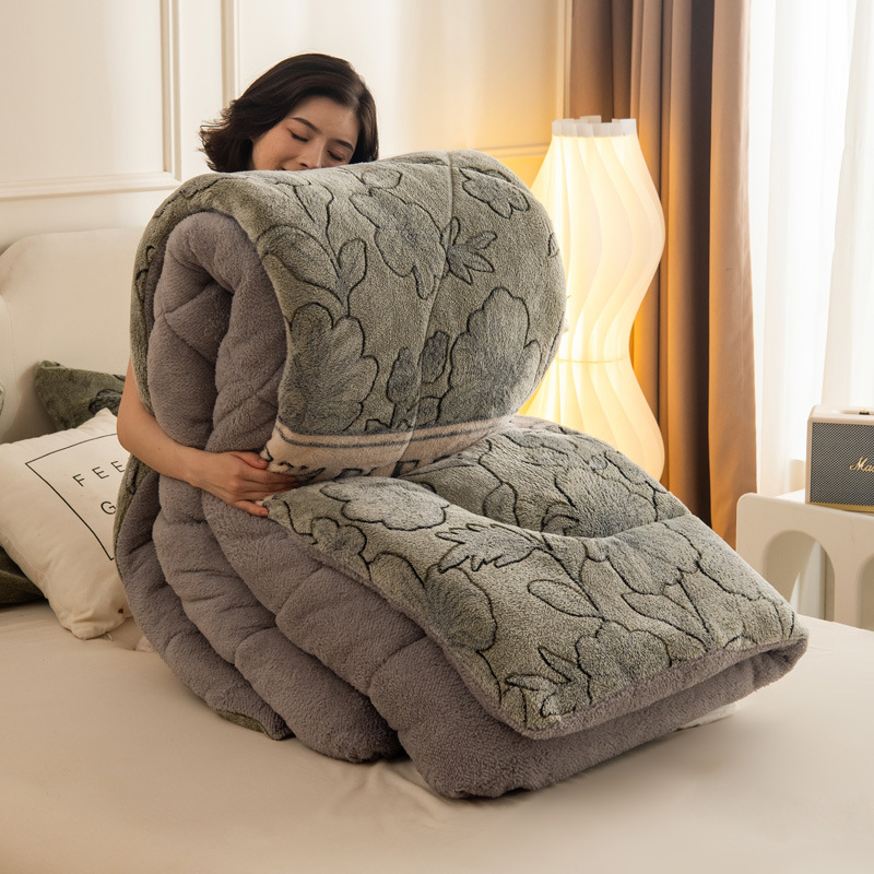 Naujo stiliaus šilta marginta žieminė antklodė, sustorinta dvipusė flanelinė snaigės rašto antklodė studentams, pavasario/rudens/žiemos stora antklodė, medvilninė antklodė