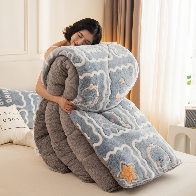 Naujo stiliaus šilta marginta žieminė antklodė, sustorinta dvipusė flanelinė snaigės rašto antklodė studentams, pavasario/rudens/žiemos stora antklodė, medvilninė antklodė