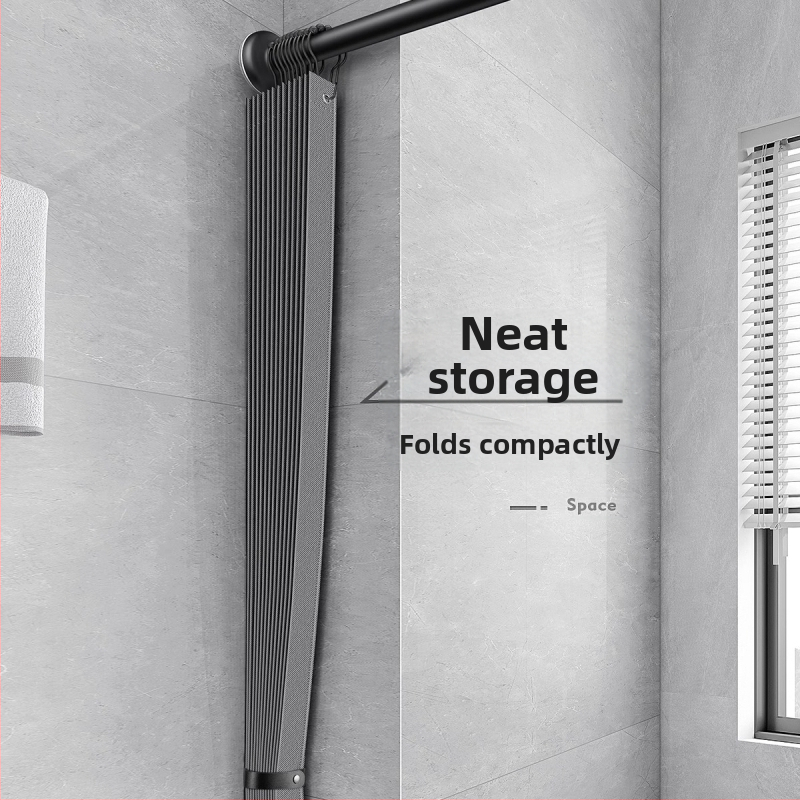 Завеса за душ за баня, сгъваема, без перфоратор, невидима водоустойчива кърпа, висококачествена тоалетна преграда, душ, сухо и мокро разделяне