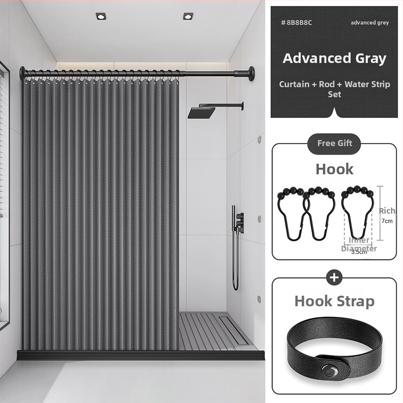 Dušikardin vannitoas, kokkupandav, nähtamatu, veekindel riie, kõrgekvaliteediline tualettruumi vahesein, dušši kuiv- ja märgeraldus