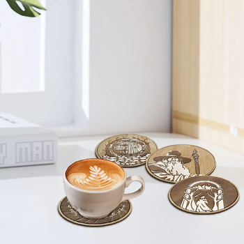 Трансгранична подложка за чаша за кафе в ретро стил, дървена, серия кафе, декоративна подложка за хранене