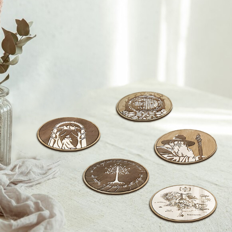 Трансгранична подложка за чаша за кафе в ретро стил, дървена, серия кафе, декоративна подложка за хранене