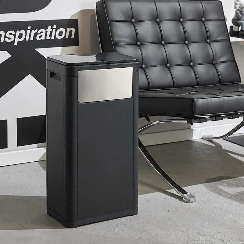 Atkritumu tvertne ar vāku Nospiediet dubulto atvēršanas plastmasas sanitāro spaini mājsaimniecības āra divējāda lietojuma atkritumu lielai uzglabāšanas spainim