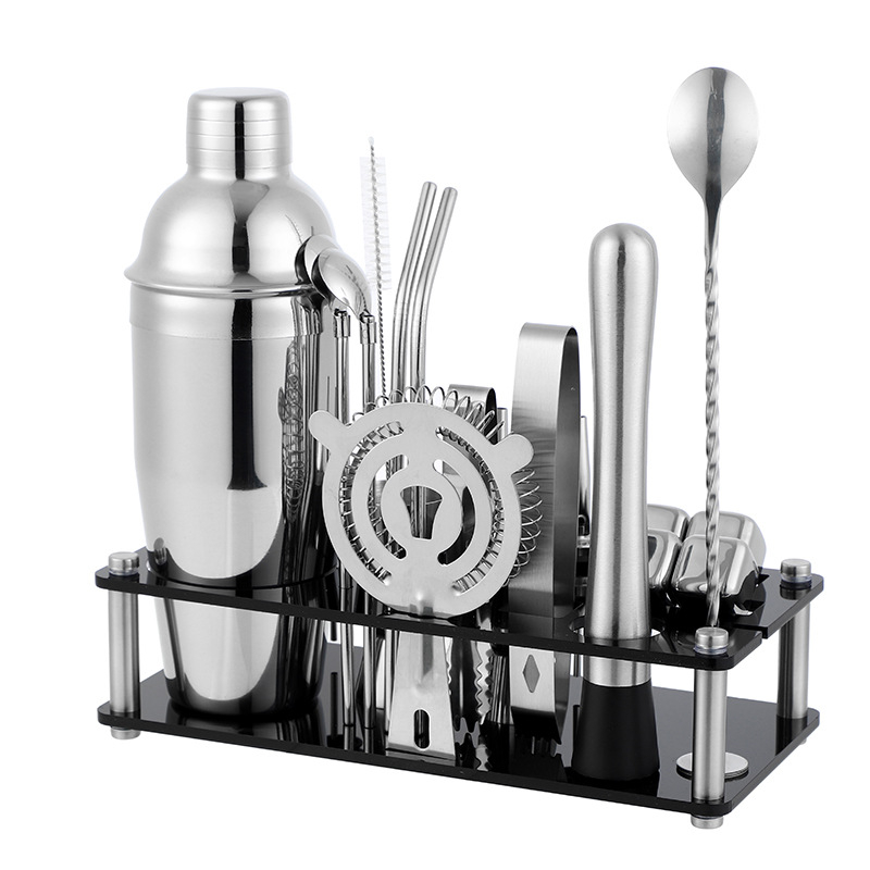 „CrossBorder“ maišytuvas, 23 dalių nerūdijančio plieno kokteilių maišytuvo įrankių rinkinys, barmeno įrankių rinkinys
