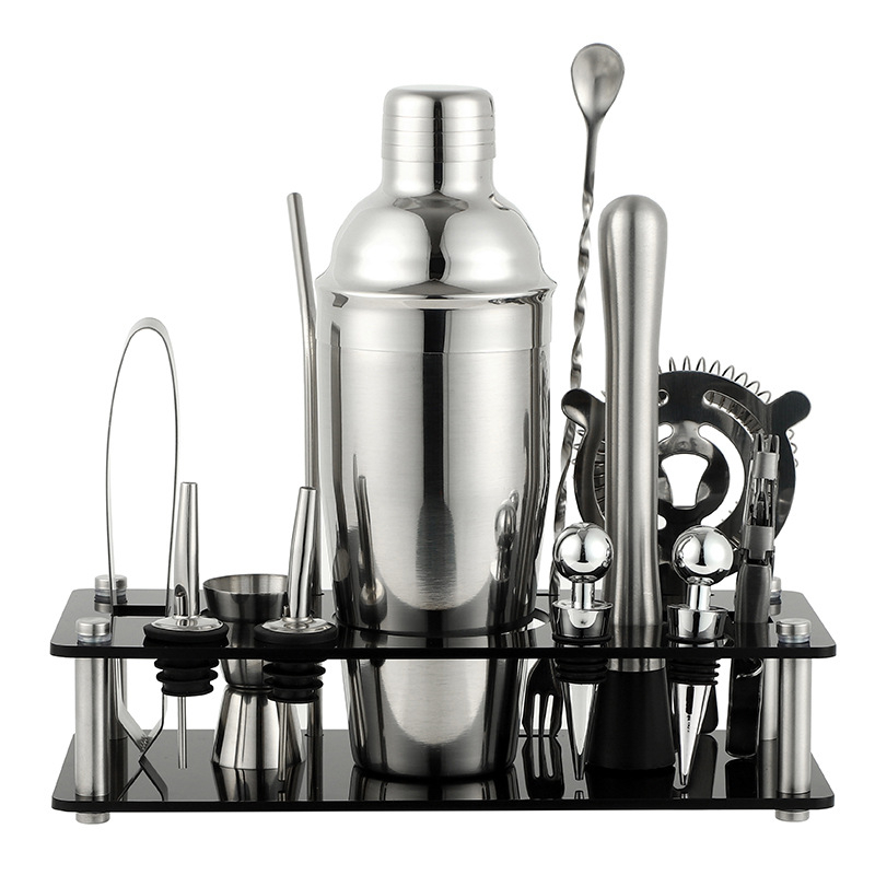 „CrossBorder“ maišytuvas, 23 dalių nerūdijančio plieno kokteilių maišytuvo įrankių rinkinys, barmeno įrankių rinkinys