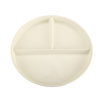Plastmasas trīs nodalījumu taukus samazinošs krējuma stila augstas vērtības mājsaimniecības vakariņu šķīvis, komerciāls apaļa nodalījuma vakariņu šķīvis brokastīm