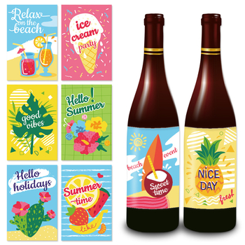 Декоративен стикер за бутилка вино за хавайско парти през граница