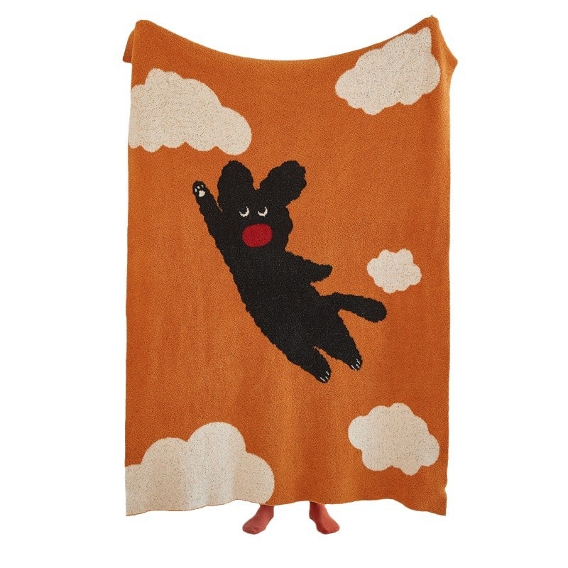 Naujas „Flying Dog“ A klasės megztas pusapvalis aksominis apklotas, pietų pertraukos užtiesalas, laisvalaikio apklotas, minkštas su „Bellyfin“