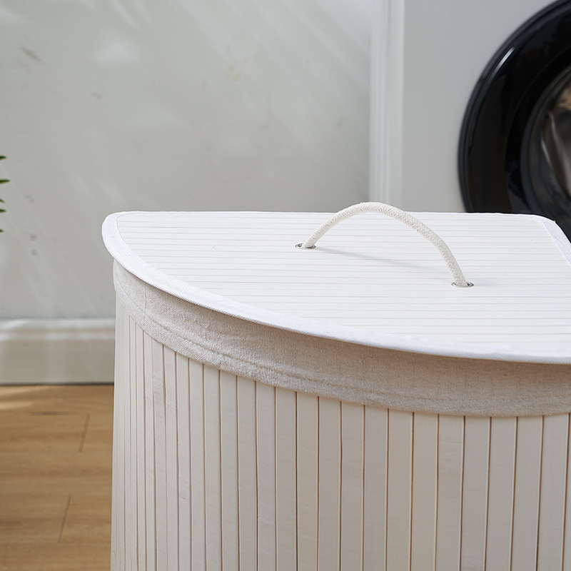 Bambusest kootud kokkupandav kolmnurkne määrdunud riiete korv hotellirätiku ämber vannirätiku kootud hoiukorv kodu kõrge värvi väärtusega hoiukorv