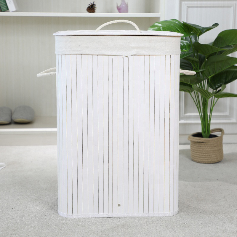 Bambusest kootud kokkupandav kolmnurkne määrdunud riiete korv hotellirätiku ämber vannirätiku kootud hoiukorv kodu kõrge värvi väärtusega hoiukorv