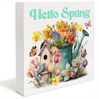1 vnt. klasikinio „Labas, pavasaris“ PVC ženklo, 3,96 colio sodybos dekoratyvinės lentelės su gėlėmis