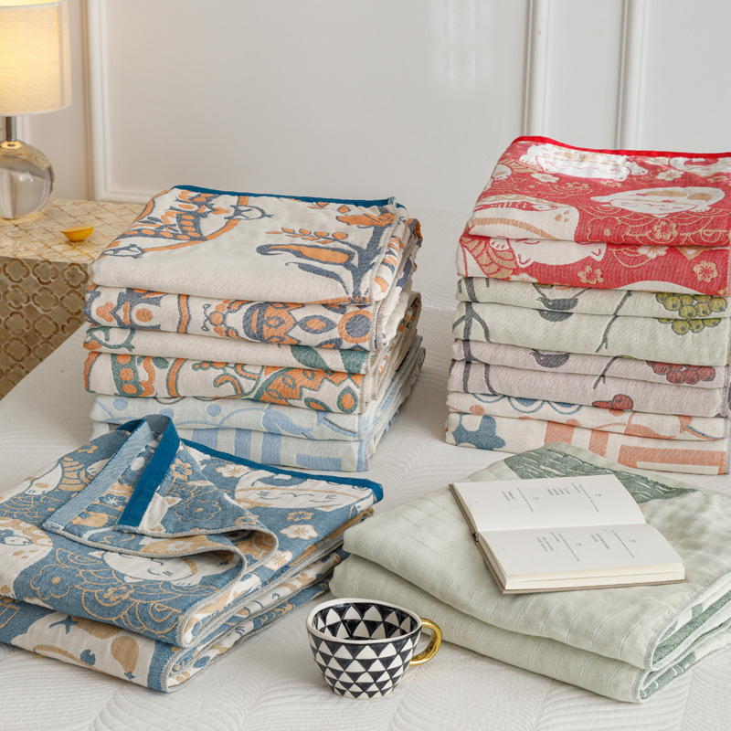 Uus pestud puuvillane neljakihiline marlirätikutekk suvine tekk tekk uinak konditsioneeri tekk vabaajatekk diivanikate riie