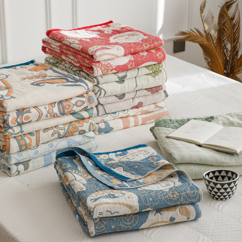 Uus pestud puuvillane neljakihiline marlirätikutekk suvine tekk tekk uinak konditsioneeri tekk vabaajatekk diivanikate riie