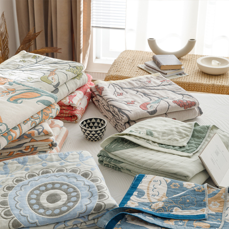 Uus pestud puuvillane neljakihiline marlirätikutekk suvine tekk tekk uinak konditsioneeri tekk vabaajatekk diivanikate riie