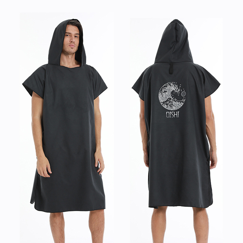 2025 Трансграничен бързосъхнещ халат с цип, кърпа за плуване, преносима палто за преобличане, наметало с качулка, носещо кърпа за плажна баня