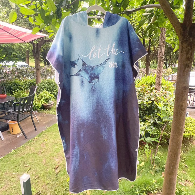 2025 Трансграничен бързосъхнещ халат с цип, кърпа за плуване, преносима палто за преобличане, наметало с качулка, носещо кърпа за плажна баня