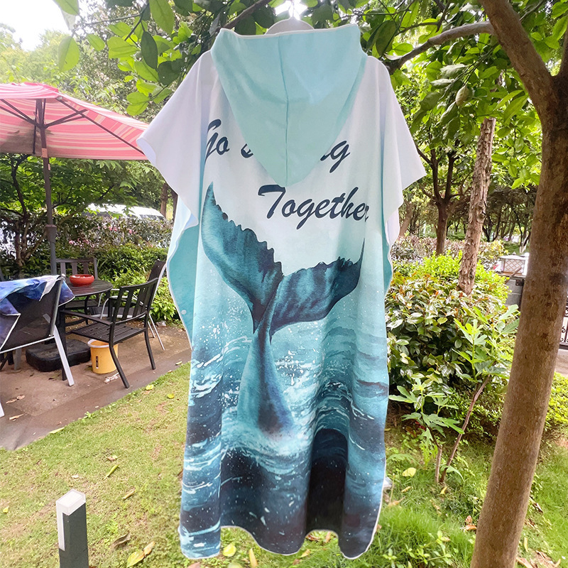 2025 Трансграничен бързосъхнещ халат с цип, кърпа за плуване, преносима палто за преобличане, наметало с качулка, носещо кърпа за плажна баня