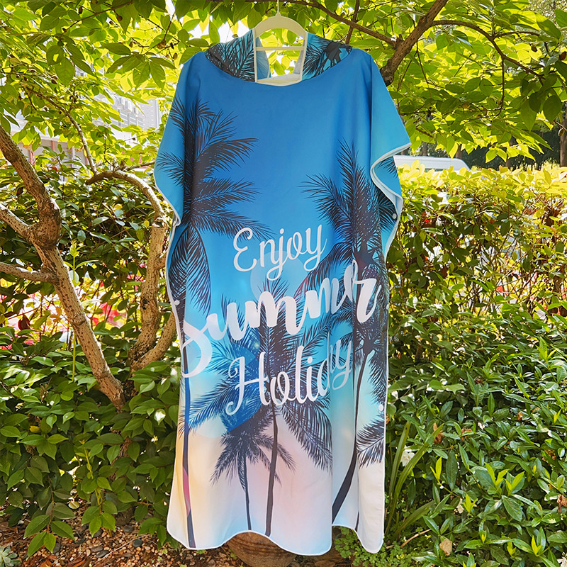 2025 Трансграничен бързосъхнещ халат с цип, кърпа за плуване, преносима палто за преобличане, наметало с качулка, носещо кърпа за плажна баня