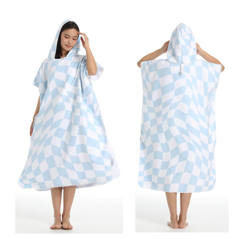 2025 Трансграничен бързосъхнещ халат с цип, кърпа за плуване, преносима палто за преобличане, наметало с качулка, носещо кърпа за плажна баня