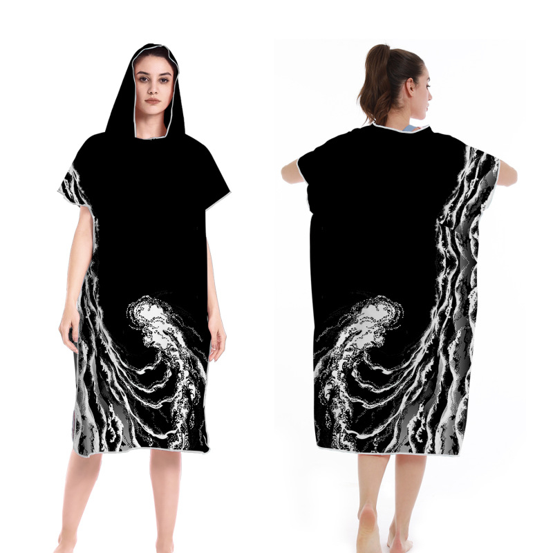 2025 Трансграничен бързосъхнещ халат с цип, кърпа за плуване, преносима палто за преобличане, наметало с качулка, носещо кърпа за плажна баня