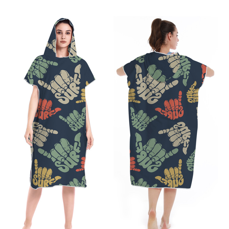 2025 Трансграничен бързосъхнещ халат с цип, кърпа за плуване, преносима палто за преобличане, наметало с качулка, носещо кърпа за плажна баня