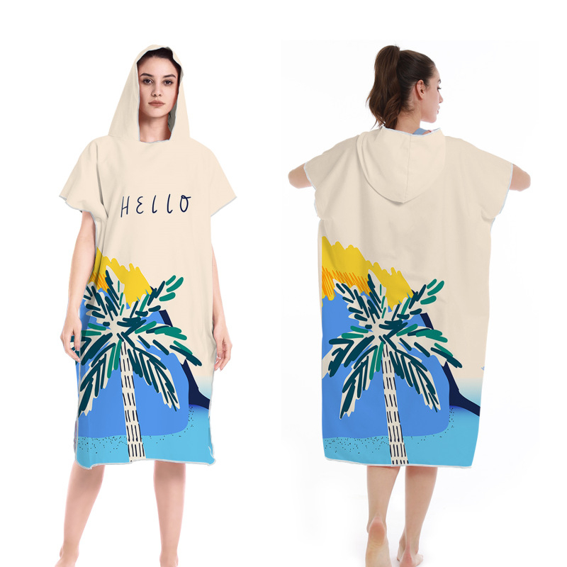 2025 Трансграничен бързосъхнещ халат с цип, кърпа за плуване, преносима палто за преобличане, наметало с качулка, носещо кърпа за плажна баня