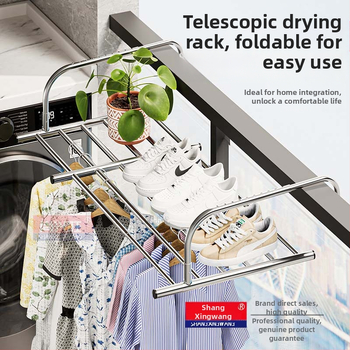 Roostevabast terasest aknast väljatõmmatav riidepuu, augustamata multifunktsionaalne rõdukuivatusrest, riideakna kokkupandav riiul