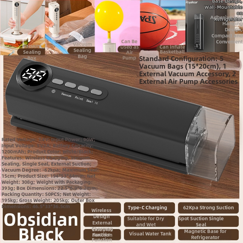 Безжична вакуумна запечатваща машина, машина за опаковане на храни, вакуумна запечатваща машина, малка домакинска машина за пластмасово запечатване, машина за запазване на свежестта, подаръци