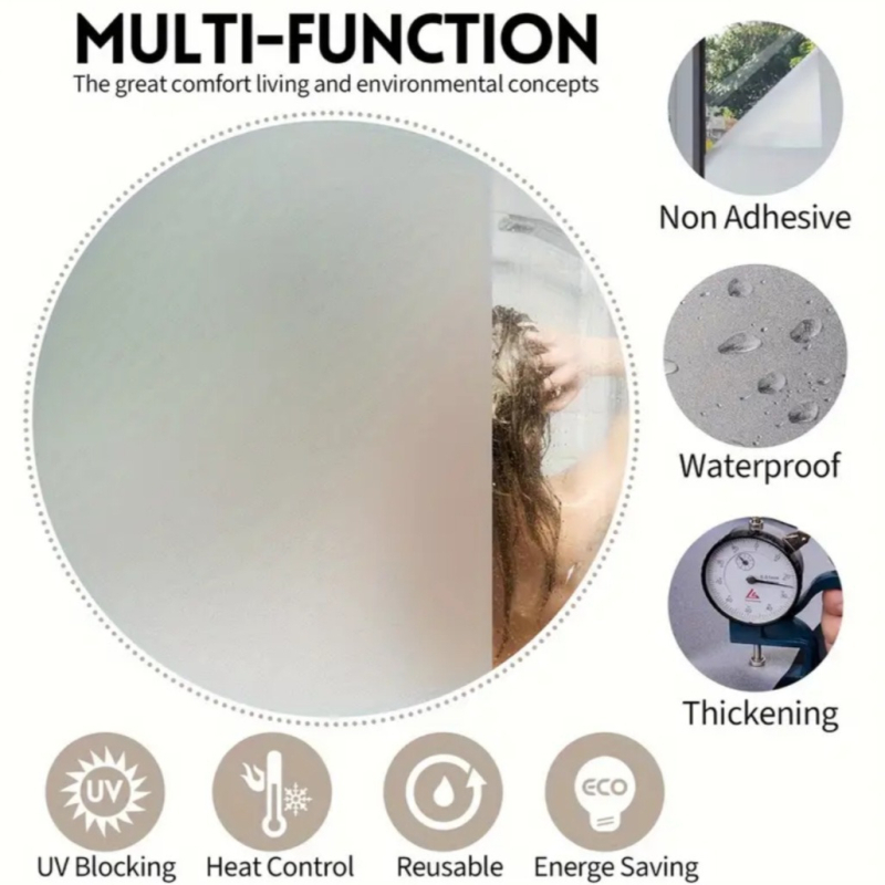 Mattklaaskile, soojusisolatsioon, päikesekaitse, kodukontor, piilumisvastane, liimivaba, elektrostaatiline, väikese rulliga aknakleebis, elektrostaatiline kleebis