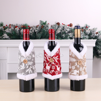 Tarpvalstybinis karšto pardavimo kalėdinis vyno rinkinys dekoratyvinis valgomojo stalas vyno butelis dekoratyvinis spausdintas vyno butelių rinkinys vyno rinkinio papuošalai