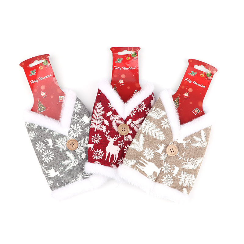 Tarpvalstybinis karšto pardavimo kalėdinis vyno rinkinys dekoratyvinis valgomojo stalas vyno butelis dekoratyvinis spausdintas vyno butelių rinkinys vyno rinkinio papuošalai