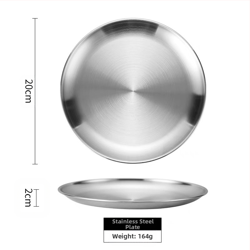 Korejiešu stila nerūsējošā tērauda grila šķīvis, bufetes šķīvis, kaulu spļaušanas šķīvis, āra piknika šķīvis, kempinga šķīvis, apaļa paplāte