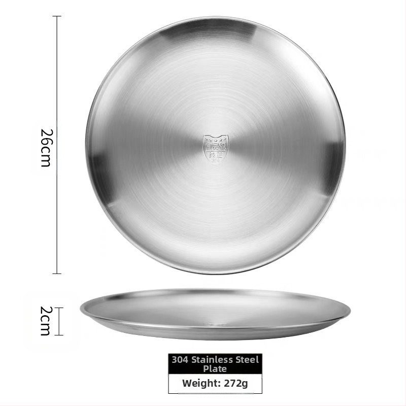 Korejiešu stila nerūsējošā tērauda grila šķīvis, bufetes šķīvis, kaulu spļaušanas šķīvis, āra piknika šķīvis, kempinga šķīvis, apaļa paplāte