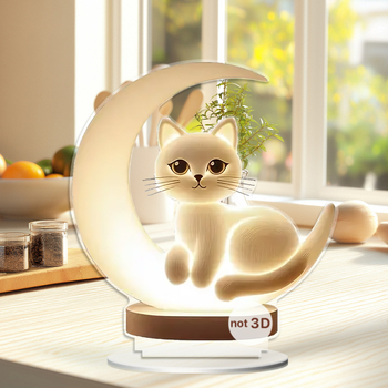Tarpvalstybinis mėnulio kačiuko akrilinis namų įėjimo studijos darbalaukio dekoravimo rekvizitai, šventinės dekoracijos, gimtadienio dovana