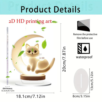 Tarpvalstybinis mėnulio kačiuko akrilinis namų įėjimo studijos darbalaukio dekoravimo rekvizitai, šventinės dekoracijos, gimtadienio dovana