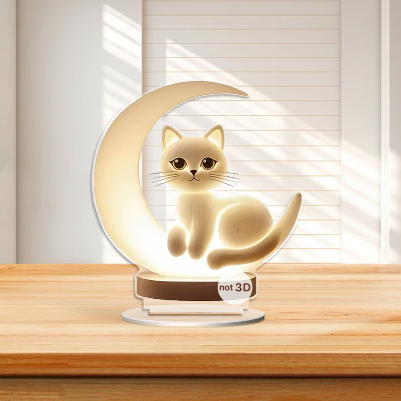 Tarpvalstybinis mėnulio kačiuko akrilinis namų įėjimo studijos darbalaukio dekoravimo rekvizitai, šventinės dekoracijos, gimtadienio dovana